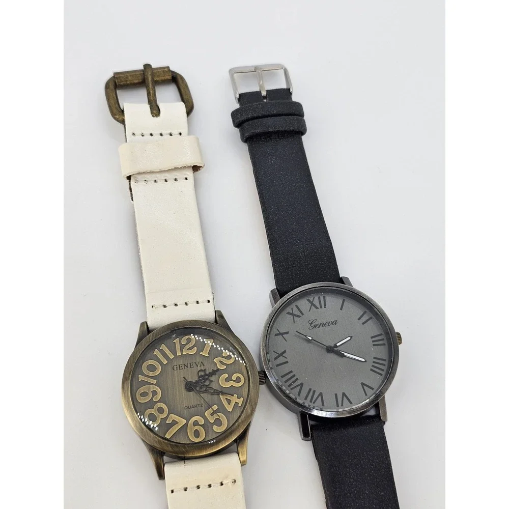 2X Men's Watch 38-40MM Bronze Gray Dial White Gray‎ Bands New Battery